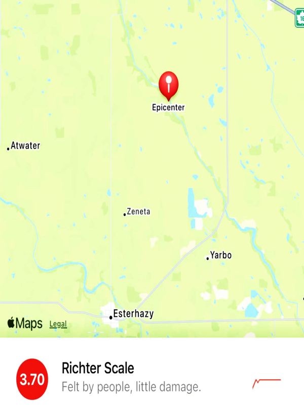 Earthquake in Esterhazy Registers 3.7 Magnitude