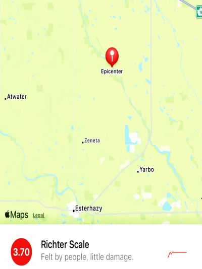Earthquake in Esterhazy Registers 3.7 Magnitude