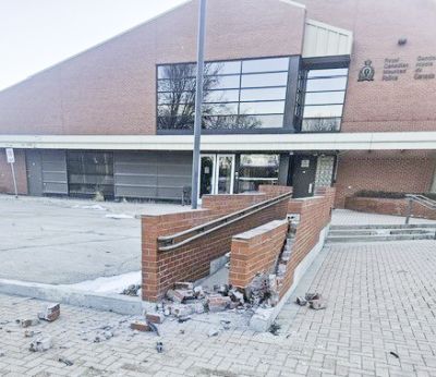 Driver damages RCMP detachment wheelchair ramp with stolen taxi