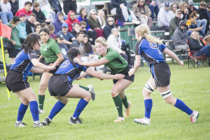 Kiersten Vandekerckhove pushes her way through the Souris defence in the girls final, Friday.